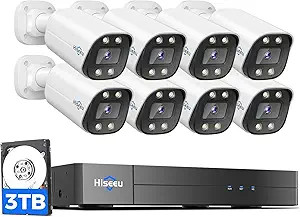 [4K HD+Color Night Vision] Hiseeu PoE Security Camera System, Home Security System w/ 8 MP PoE Ca... | Amazon (US)
