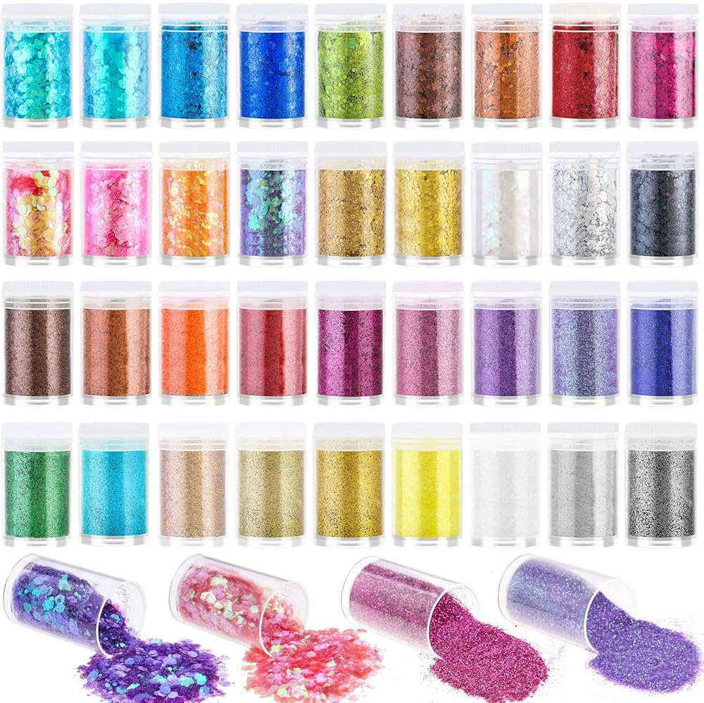 36 Colors Fine and Chunky Glitter Set for Crafts, Audab Fine Glitter Powder Assorted Holographic ... | Amazon (CA)