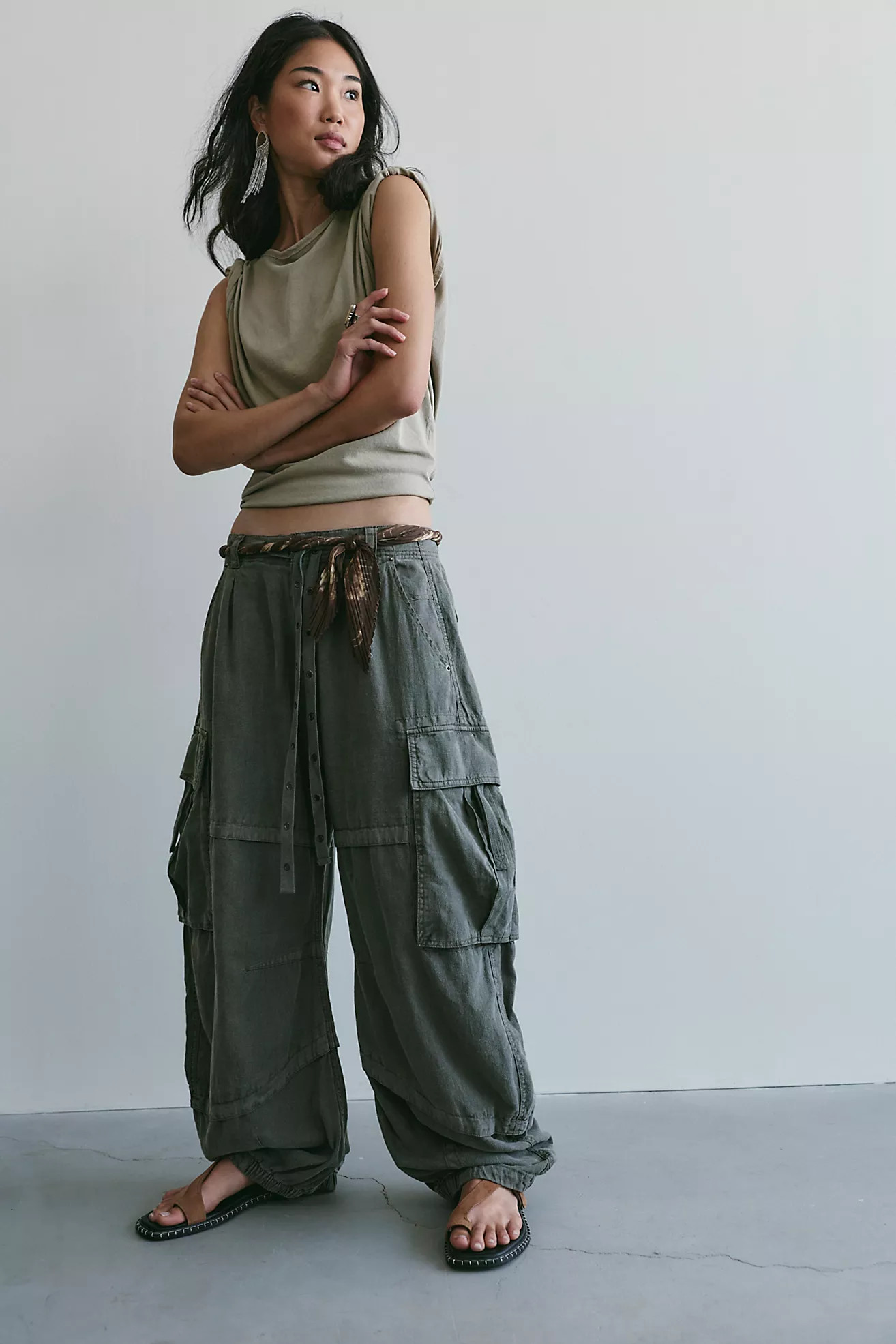 We The Free Reef Curved Linen Cargo Pants | Free People (Global - UK&FR Excluded)