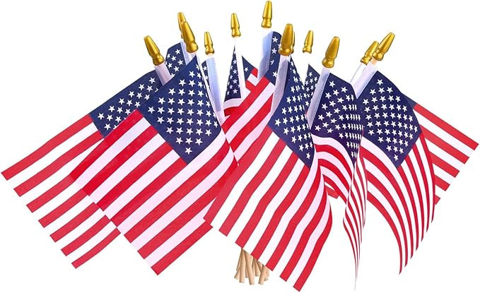 12 Pcs Small American Flags On Stick,Patriotic Decorations Small USA Flags On Stick，Mini Americ... | Amazon (US)
