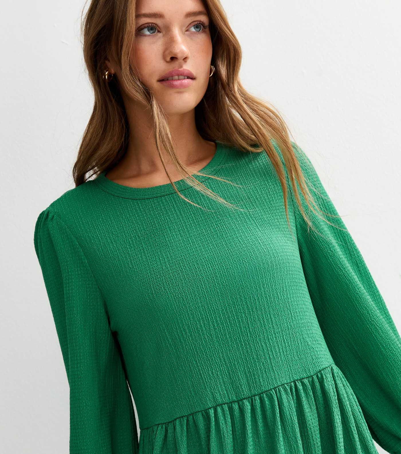 Green Crinkled Jersey Midi Smock Dress | New Look | New Look (UK)