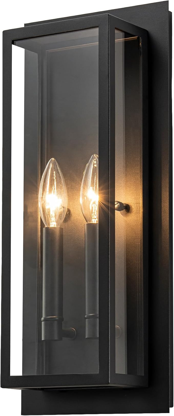 Modern Outdoor Wall Sconce, Black Large Exterior Porch Lights Fixture Wall Mount, Outside Patio W... | Amazon (US)