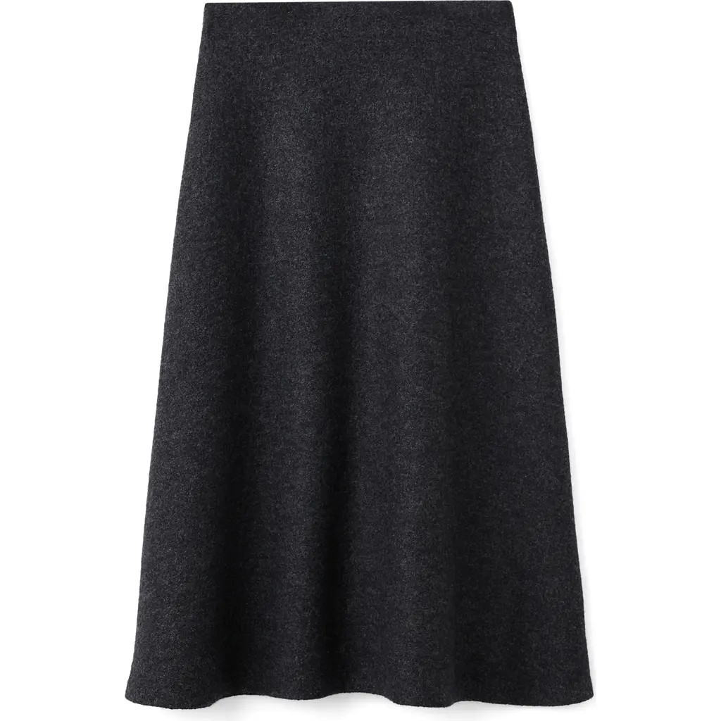 MANGO Penny A-Line Wool Blend Midi Skirt in Grey at Nordstrom, Size Large | Nordstrom
