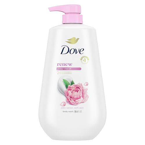 Dove Body Wash with Pump Renew Peony & Rose Oil For 24hr Lotion-Soft Skin Moisturizing Skin Cleanser with No Sulfates No Parabens 30.6 Oz | Amazon (US)