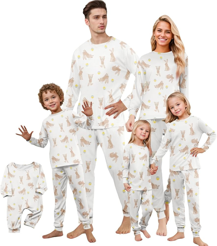 ADHOWBEW Matching Family Easter Outfits Holiday Cute Bunny Graphic Funny 2 Piece Long Sleeve Top ... | Amazon (US)
