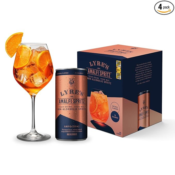 Lyre’s Amalfi Spritz 4-Pack, Ready to Drink Non-Alcoholic Sparkling Mocktail, Award-Winning Zer... | Amazon (US)