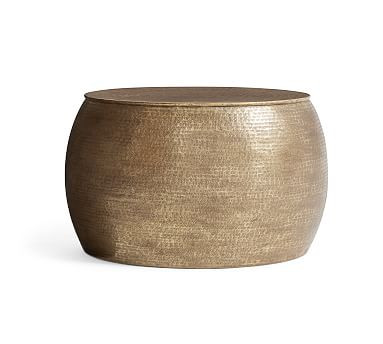 Bermuda Indoor/Outdoor Hammered Brass Coffee Table | Pottery Barn (US)