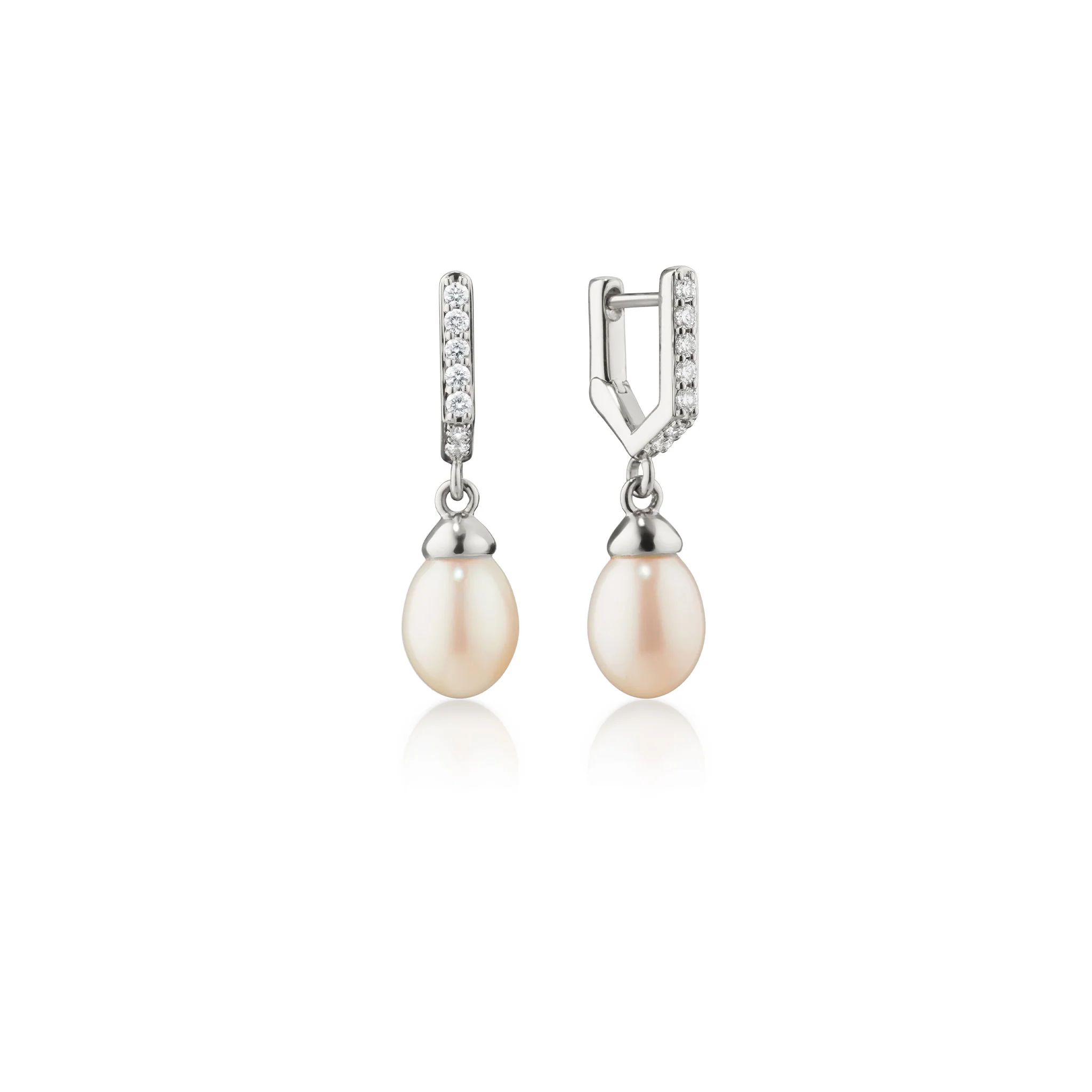 Infinity Huggie Pearl Drop Earrings | Monica Rich Kosann
