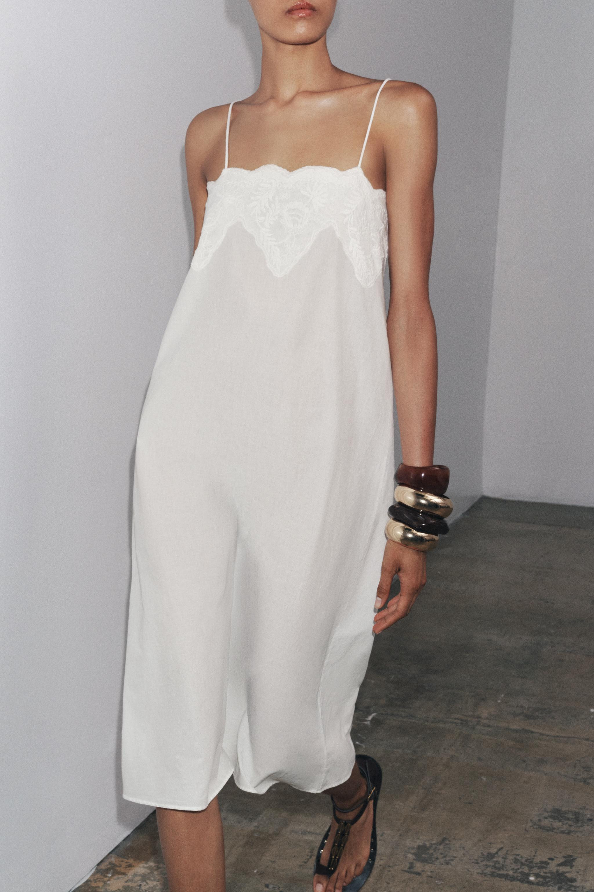 ZW COLLECTION EMBROIDERED STRAP DRESS | Zara US