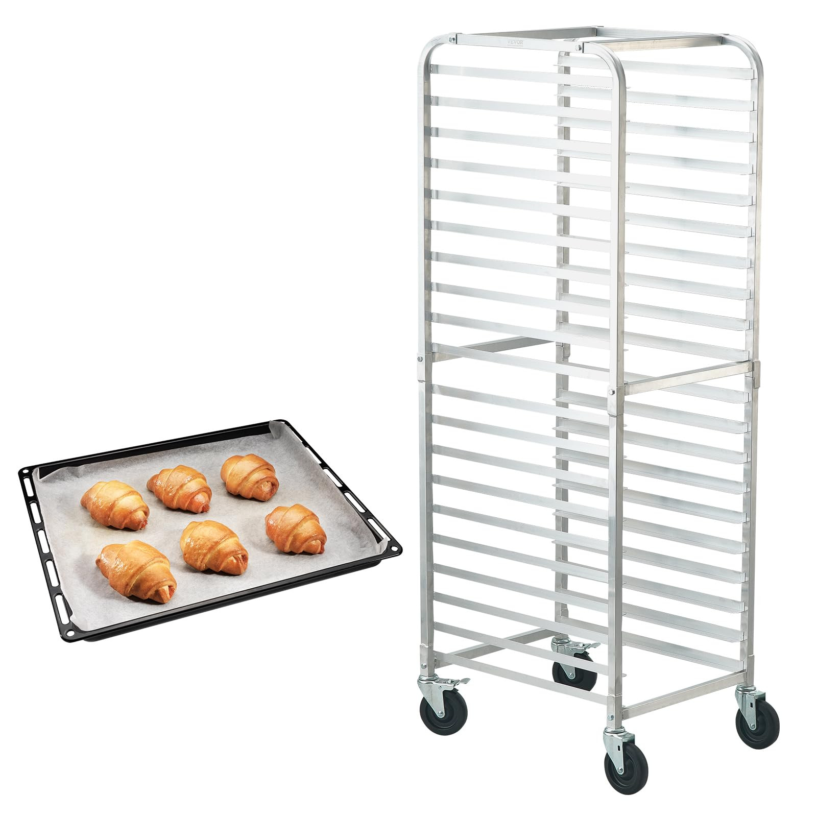 VEVOR Bun Pan Rack, 20-Tier Commercial Bakery Racks with Brake Wheels, Aluminum Racking Trolley S... | Amazon (US)