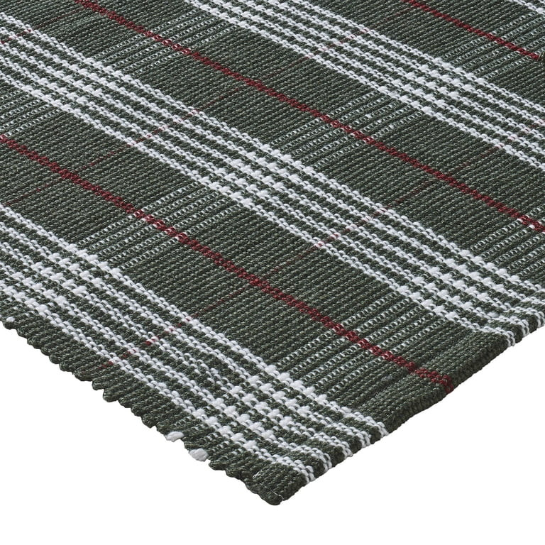 My Texas House Green Plaid Indoor/Outdoor Layering Rug, 38" x 58" | Walmart (US)