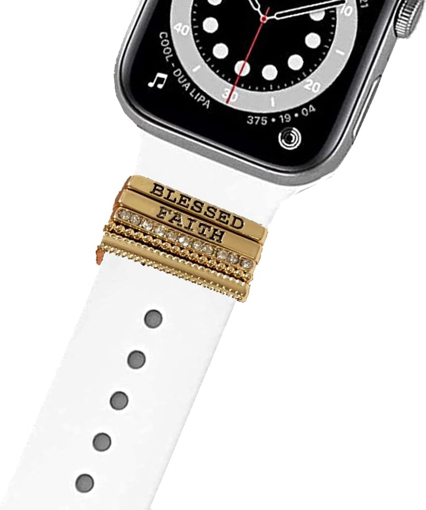 1 Set Metal Decorative Ring Loops for Apple Watch Series 7 / 6 /5/4/3/2/1 Band Silicone Strap , T... | Amazon (US)