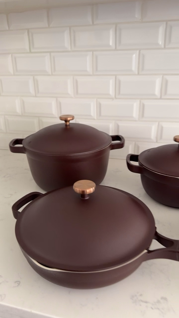 Chocolate brown cookware, say less!!! We’ve had our one place pan for over a year now and love it so much, I wanted to invest in the whole set! They’re non toxic and non stick!