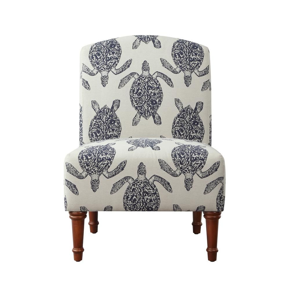 Powell Company Koch Accent Chair Navy/Cream | The Home Depot