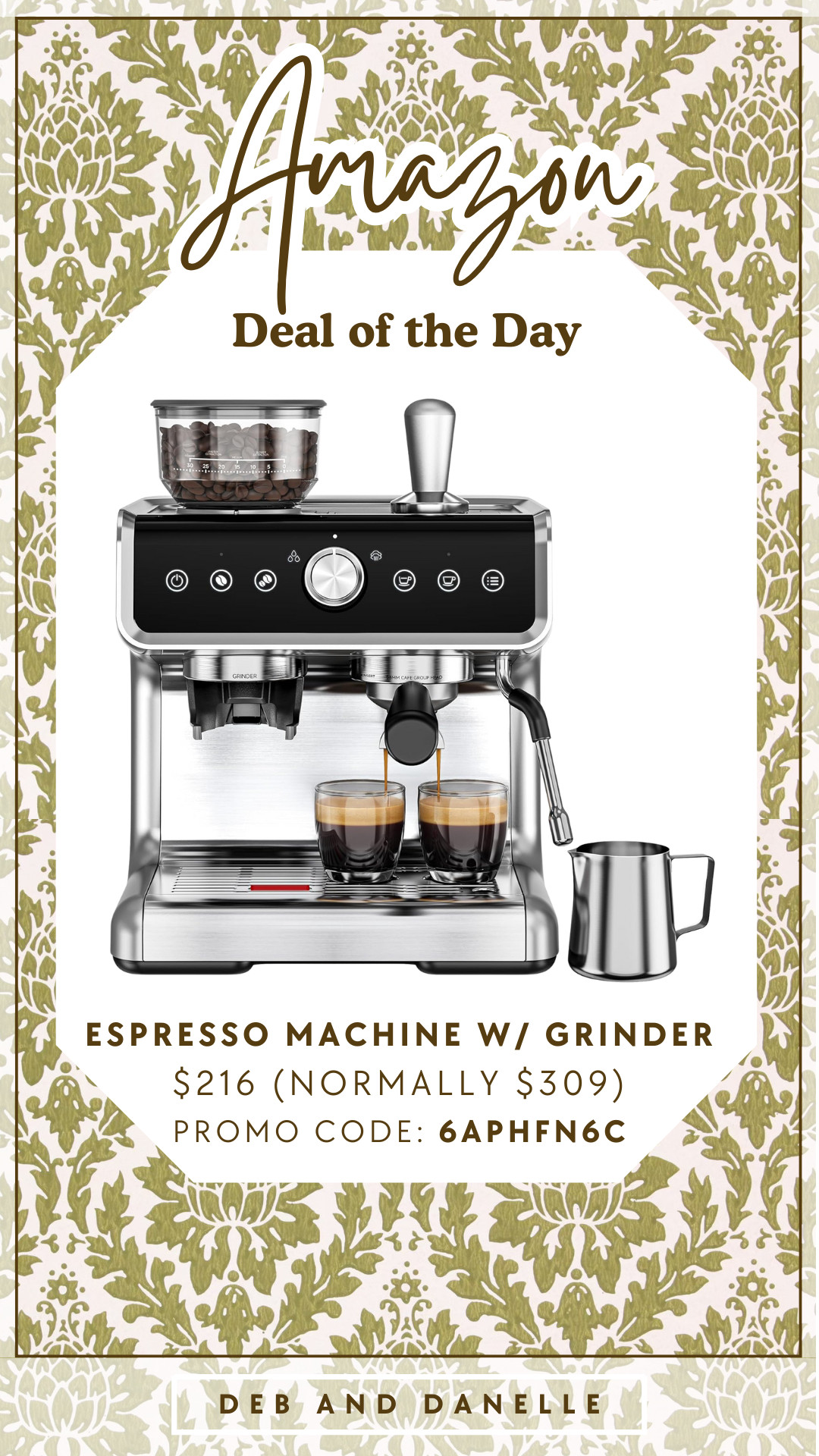 This espresso machine with a built-in grinder is on an excellent sale! It includes a milk frother steam wand and a removeable water tank.  

 #LTKGiftGuide #LTKHome #LTKSaleAlert