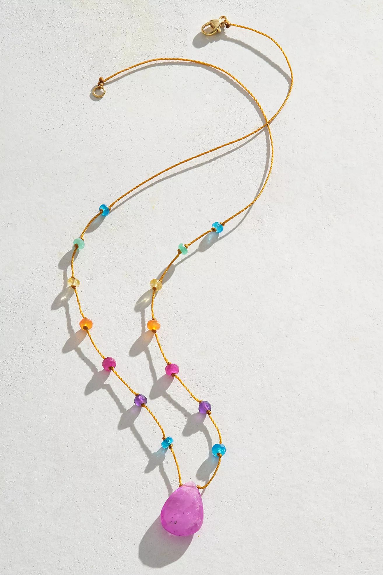 Amalia Rainbow Drop Pink Sapphire Necklace | Free People (Global - UK&FR Excluded)