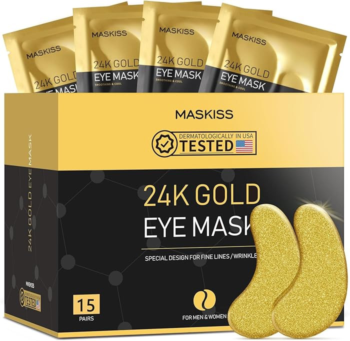 24k Gold Under Eye Patches (15 Pairs), eye mask, Collagen Skin Care Products, Eye Patches for Puf... | Amazon (US)