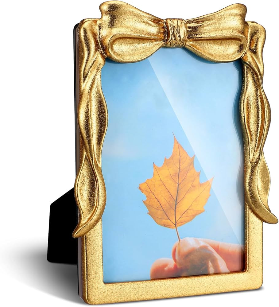 Geelin 1 Pcs Bow Gold Picture Frame Vintage Antique Baroque Ornate Resin Rectangle Oval Retro Pho... | Amazon (US)