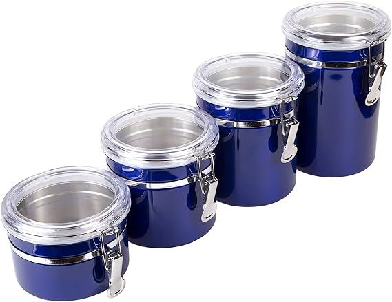 Creative Home Set of 4 Pieces Stainless Steel Kitchen Storage Jar Container Canister with Clear A... | Amazon (US)