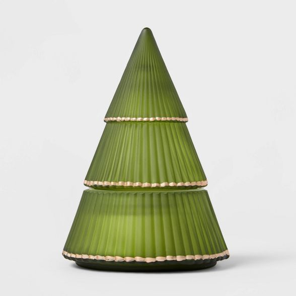 2pc Forest Fir Figural Tree Green with Gold Rim Candle - Threshold™ | Target