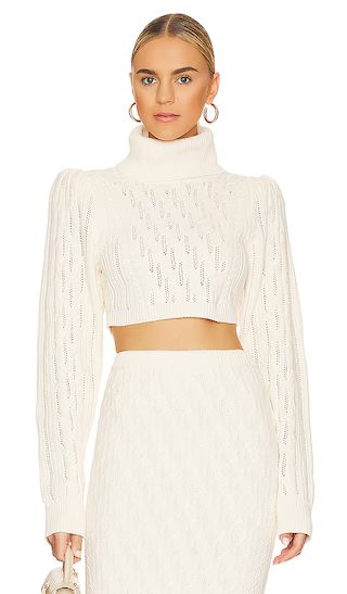 Laraine Cable Turtleneck Sweater in Ivory | Revolve Clothing (Global)