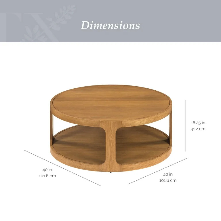 My Texas House Haven Round Coffee Table with Warm Brown Finish - Walmart.com | Walmart (US)
