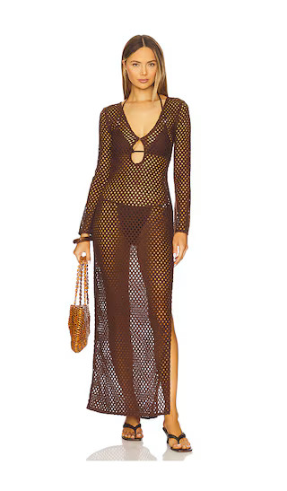 Krina Maxi Dress in Dark Brown | Revolve Clothing (Global)