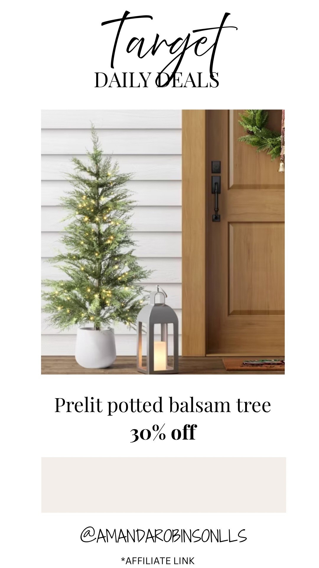 Target daily deals
30% off balsam prelit tree

#LTKHoliday #LTKSaleAlert #LTKHome