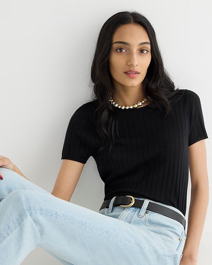 Silk-blend cropped T-shirt | J.Crew US