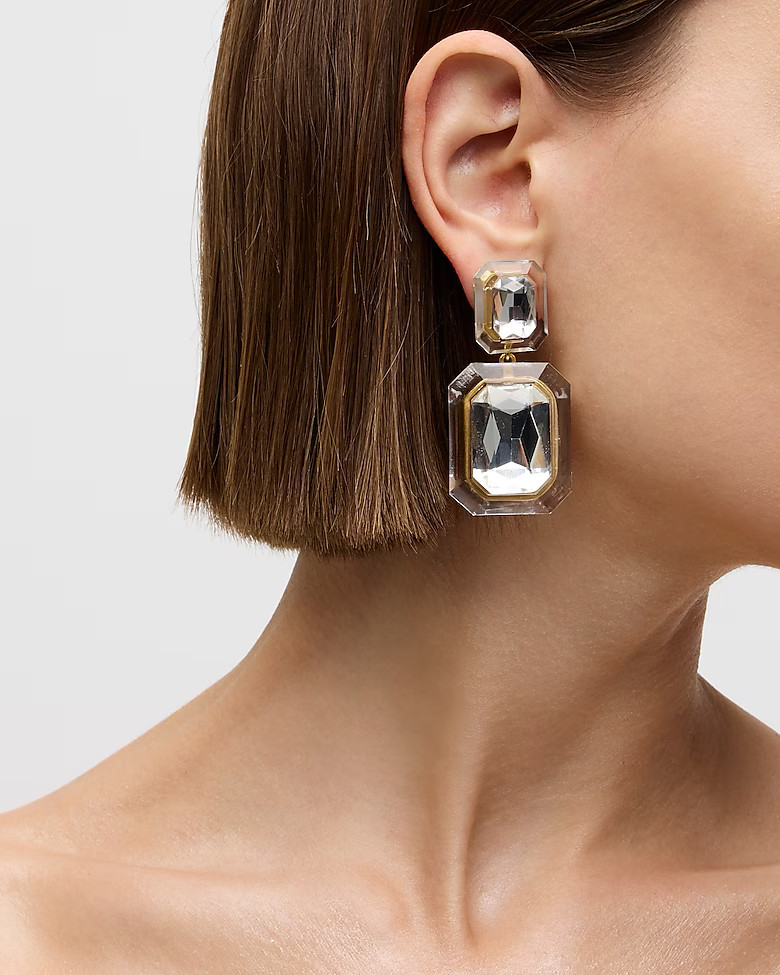 Oversized faceted-crystal drop earrings | J. Crew US