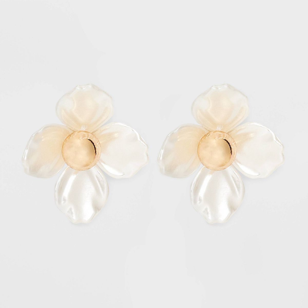 Stud Pearl Petals Gold Center Earrings - A New Day™ White | Target