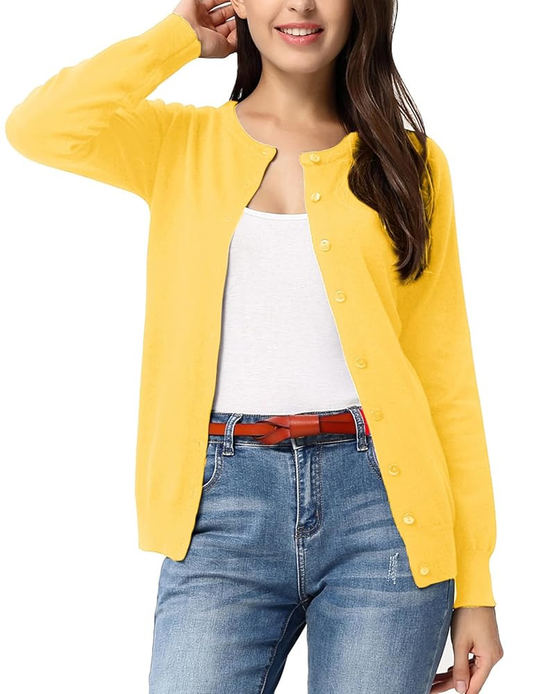 GRACE KARIN Women's Classic Long Sleeve Knit Cardigan Sweaters Casual Open Front Button Down Card... | Amazon (US)