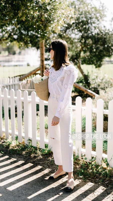 A spring outfit in shades of white. Both pieces are quite old but I adore Sézane for feminine white tops for spring. 🤍 

#LTKFind #LTKstyletip #LTKSeasonal