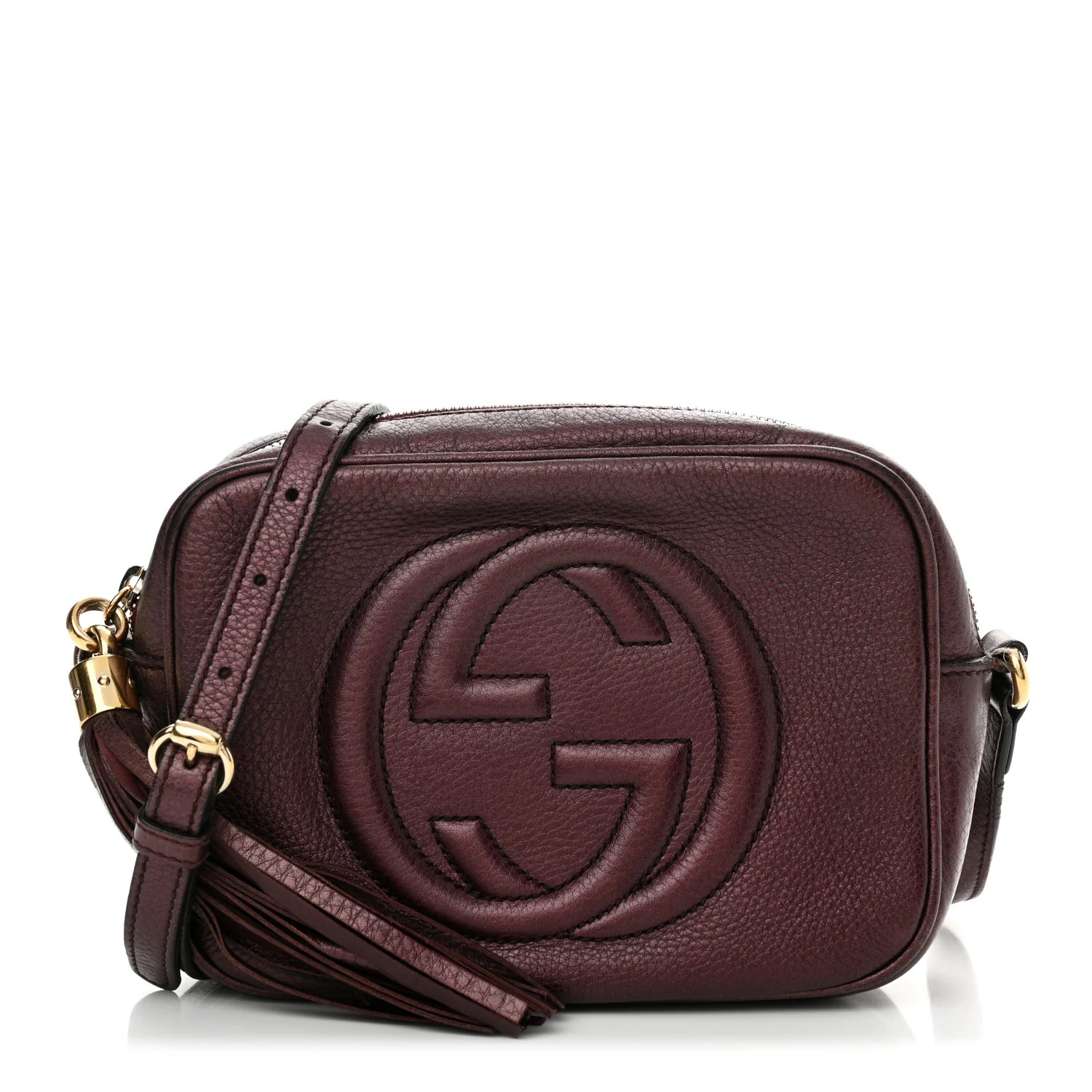 Metallic Pebbled Calfskin Small Soho Disco Bag Burgundy | FASHIONPHILE (US)