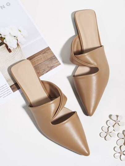 Cut Out Point Toe Flat Mules | SHEIN