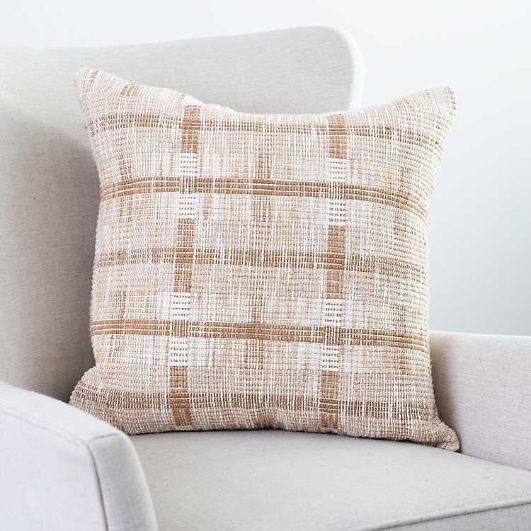 New! Neutral Textured Woven Pillow | Kirkland's Home