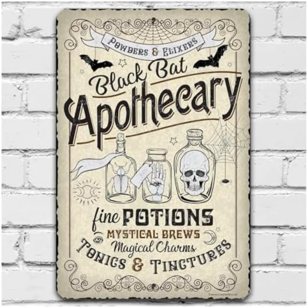Halloween Decor - Black Bat Apothecary - Vintage Metal Sign - Indoor/Outdoor - 8" X 12" | Wayfair North America