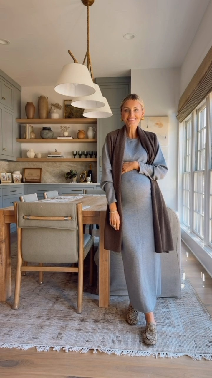 This dress is currently on major sale - under $40! 👏🏼 It’s super soft, and it worked great with a bump! I sized up to a S! 

Loverly Grey, Loft, winter dress, cashmere wrap, sale, maternity, winter outfit 

#LTKSaleAlert #LTKSeasonal
