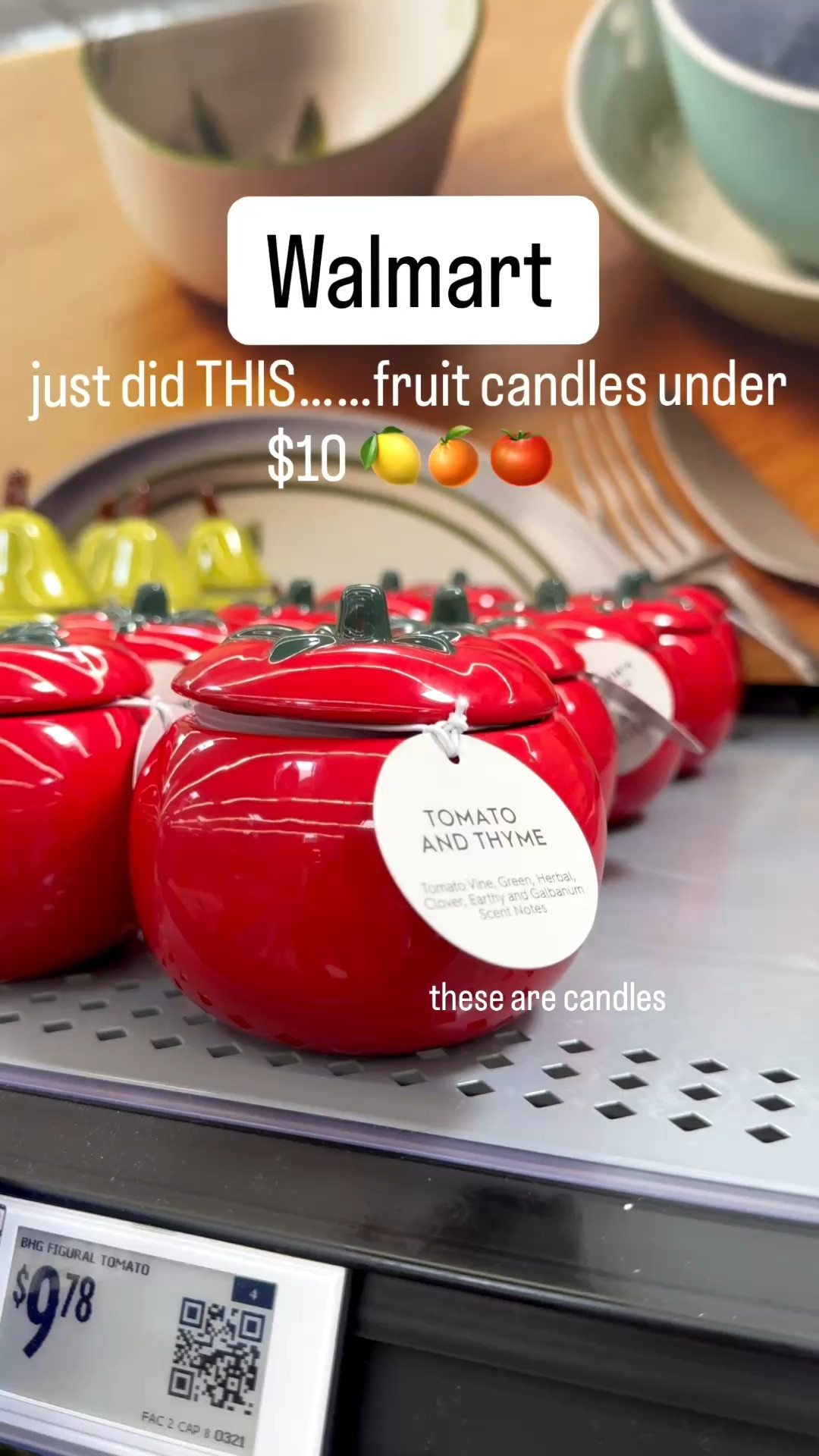 Did you know @Walmart has candles THIS cute?? 🍋🍊🍅
I literally stopped in the aisle because I couldn’t believe these were real… they look like decor but smell exactly like the fruit 🤯

#fruitcandledecor #walmarthomefinds #kitchendecorfinds
#homefindsforwomen #affordablehomefinds #cutekitchenfinds #betterwithbarb

I earn commissions from qualifying purchases as an Amazon and LTK creator

#LTKfoodie #LTKHome #LTKSeasonal