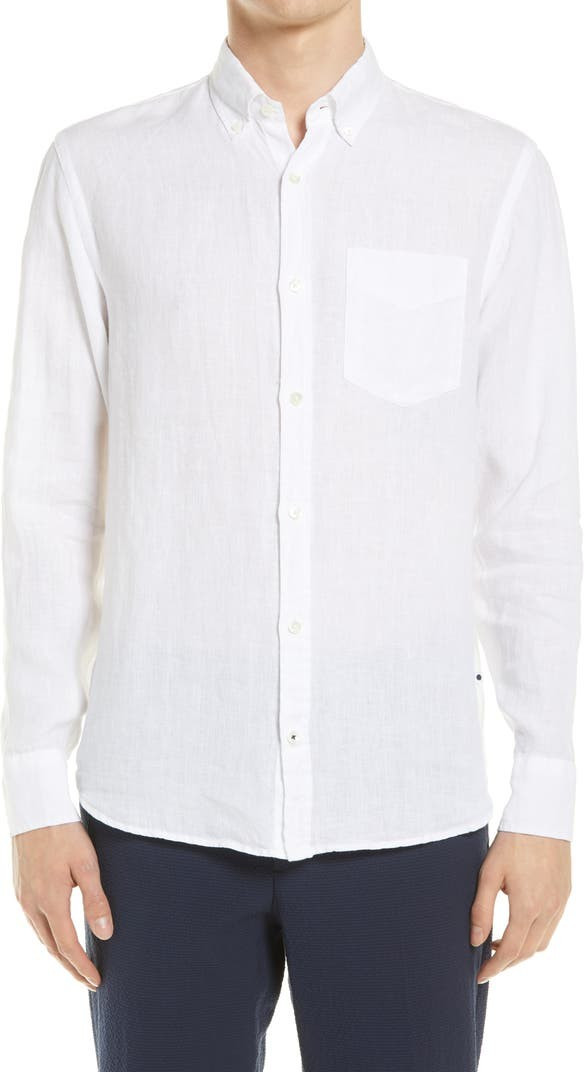 Levon Slim Fit Solid Linen Button-Down Shirt | Nordstrom | Nordstrom