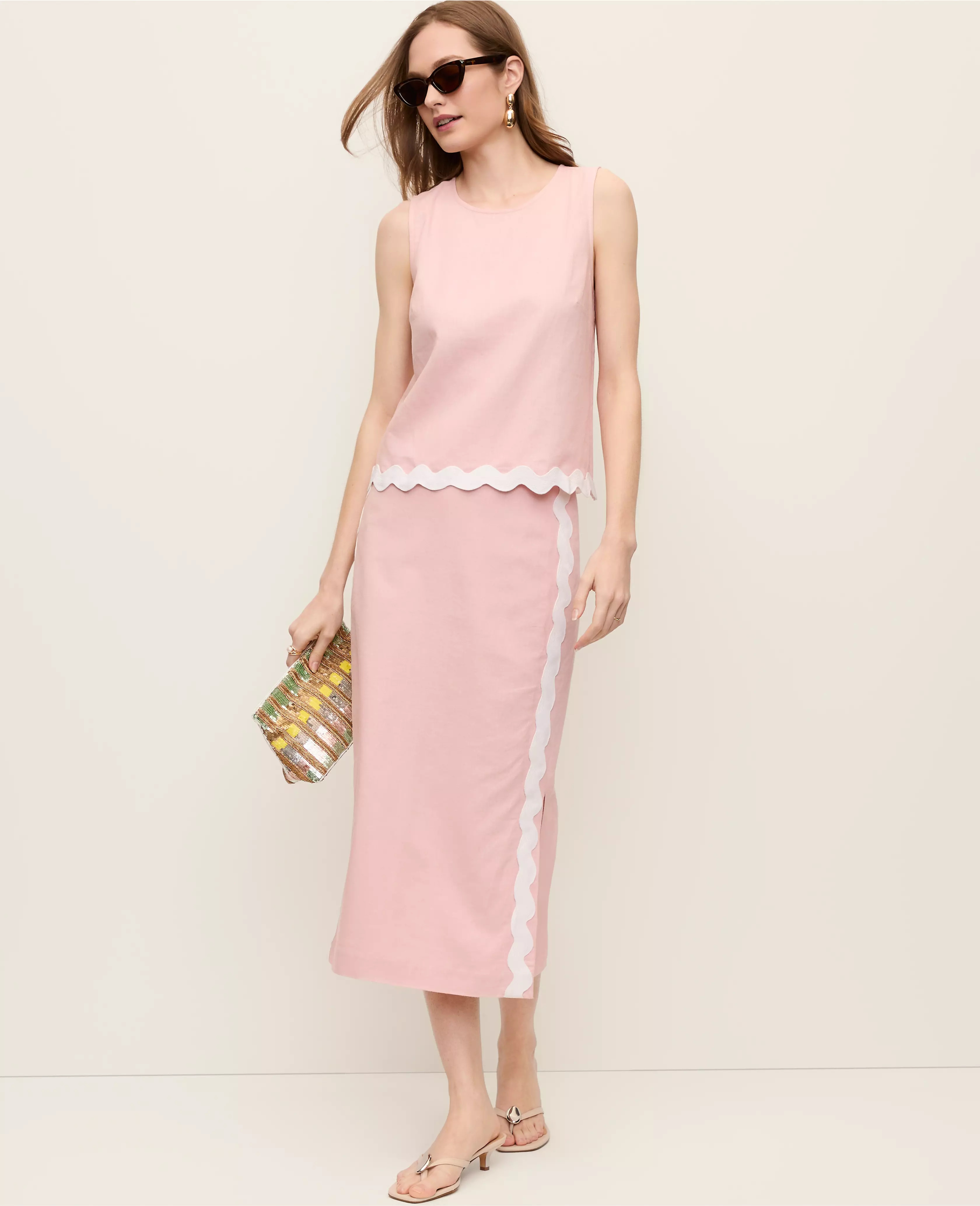 Linen Blend Midi Skirt | Ann Taylor