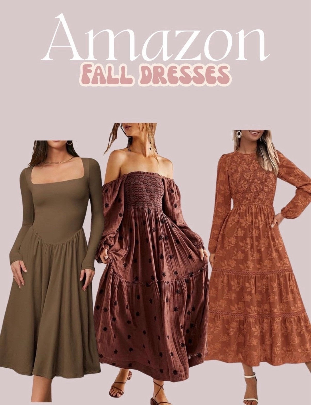 Fall dresses from Amazon 

Amazon fall fashion
Amazon, fall 2025, fall lounge wear, loungewear, fall casual outfits, flared leggings, fall activewear, fall shoes, fall fashion 2025, teacher fashion, fall sweaters, fall outfits women, outfit inspo, shacket, flannel, amazon fall outfit ideas, fall teacher outfit, fall outfit ideas, amazon dress, bump friendly fall, maternity fall, fall coats, fall trends, amazon trends, best of amazon, gen z fashion, fall workwear, flared leggings, amazon workwear, fall dress, fall dresses, fall outfits, booties, coats, travel outfit, loungewear, casual outfit, #LTKautumn

#LTKWedding #LTKBump #LTKSeasonal