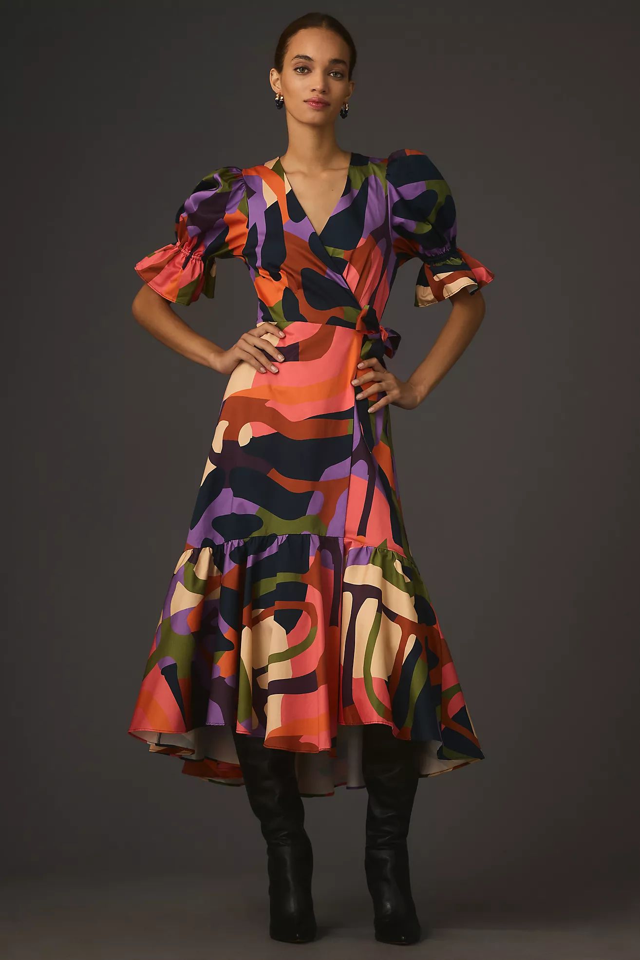 Hutch Short-Sleeve Wrap Midi Dress | Anthropologie (US)