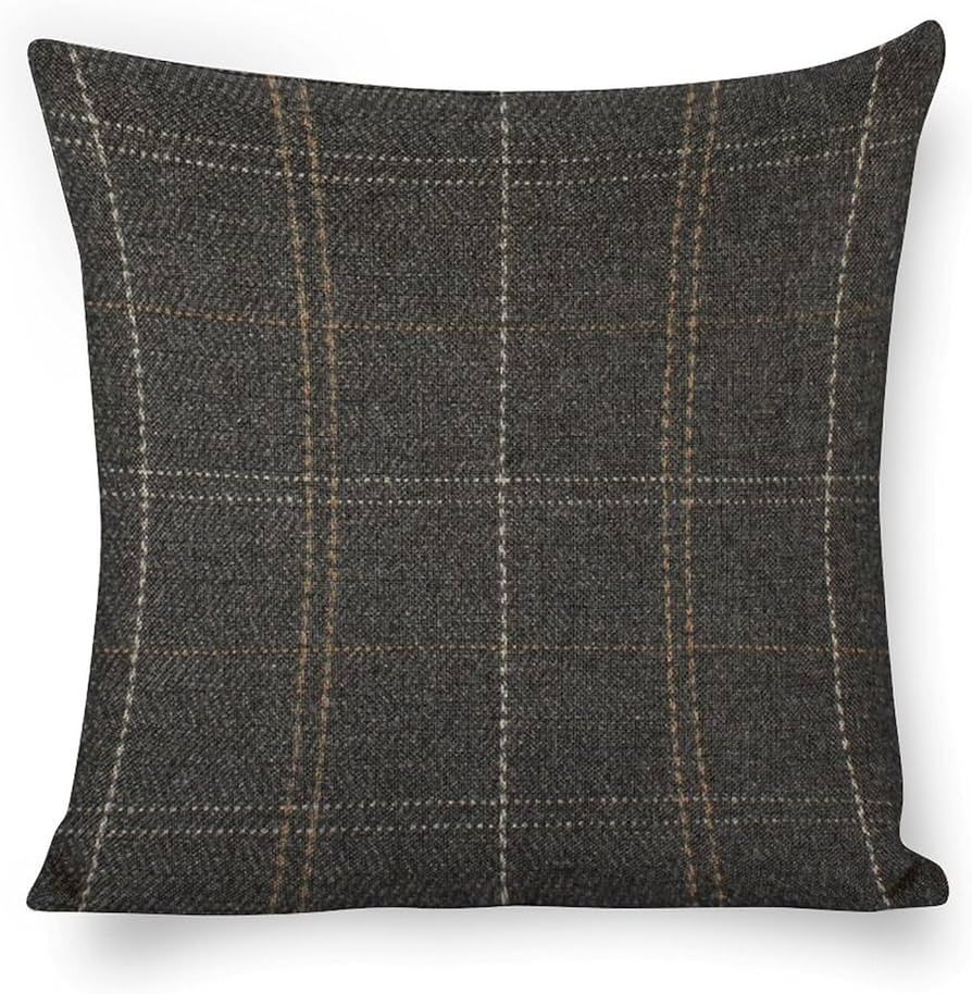 Throw Pillows Covers Charcoal Grey Wool Pillow Cover Grey Window Pane Pillow Outdoor Decorative L... | Amazon (US)