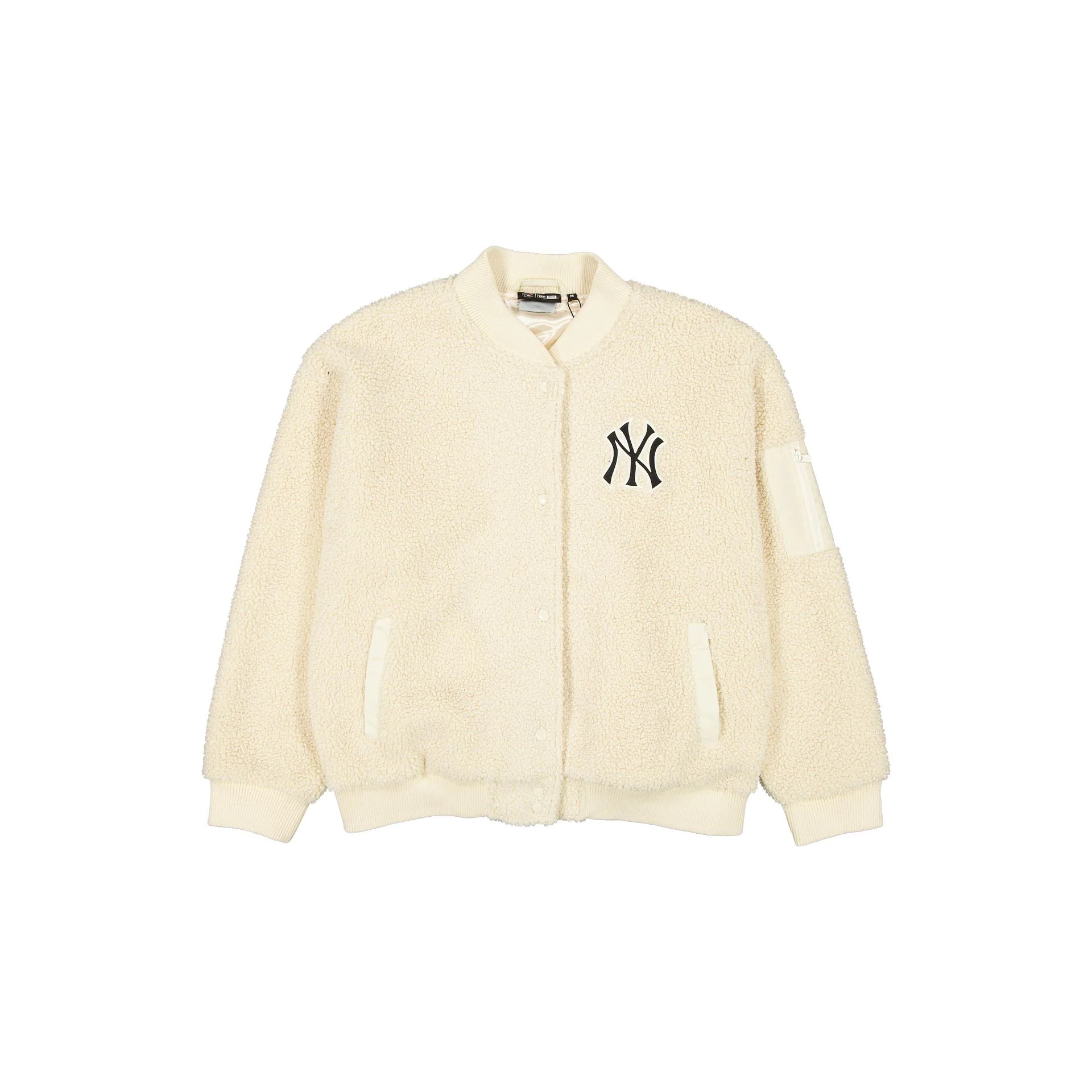 New York Yankees Sherpa Light Beige Women's Bomber Jacket | New Era (US)