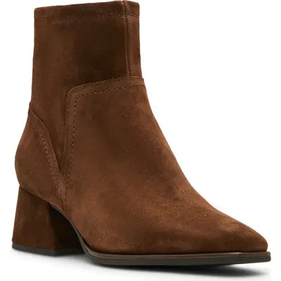 Blondo Marina Waterproof Stretch Suede Block Heel Bootie in Camel Suede at Nordstrom, Size 7.5 | Nordstrom