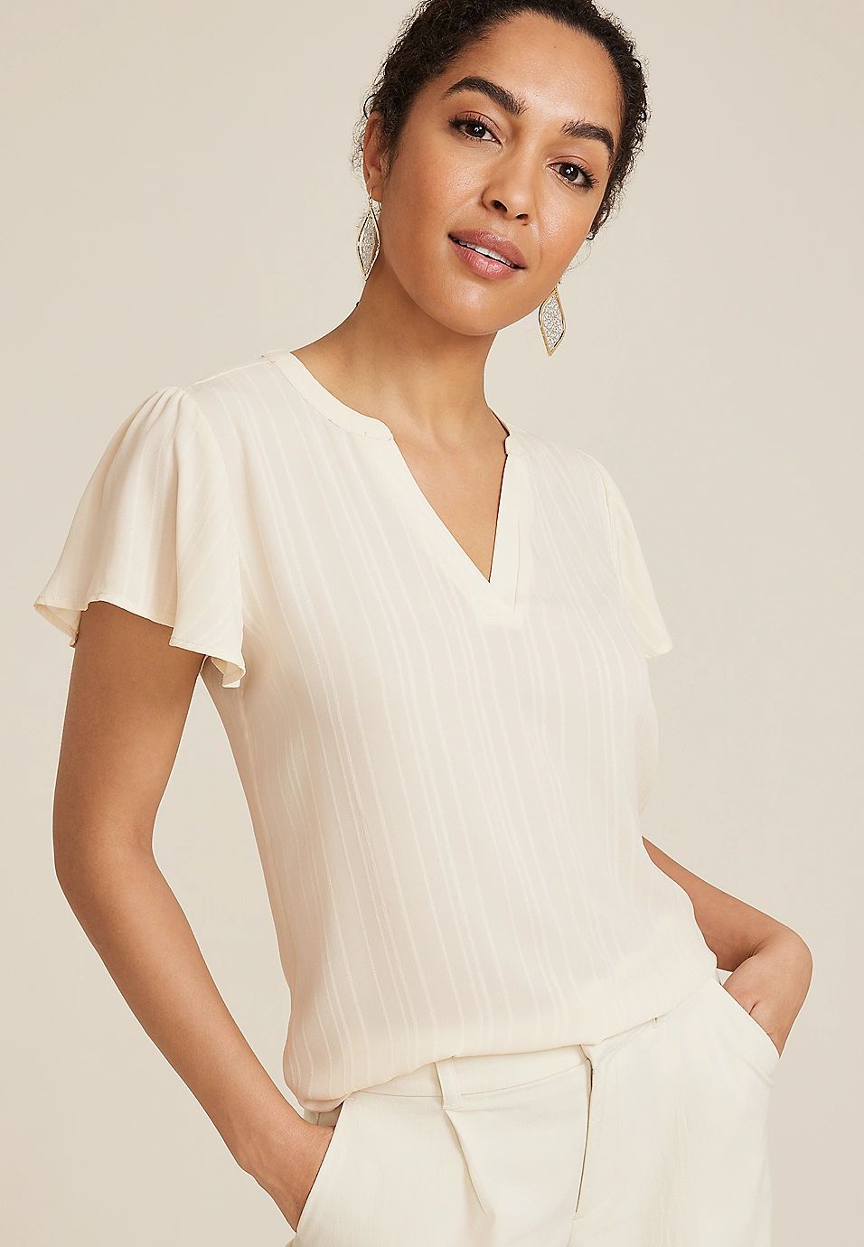 Atwood Flutter Sleeve Blouse | Maurices