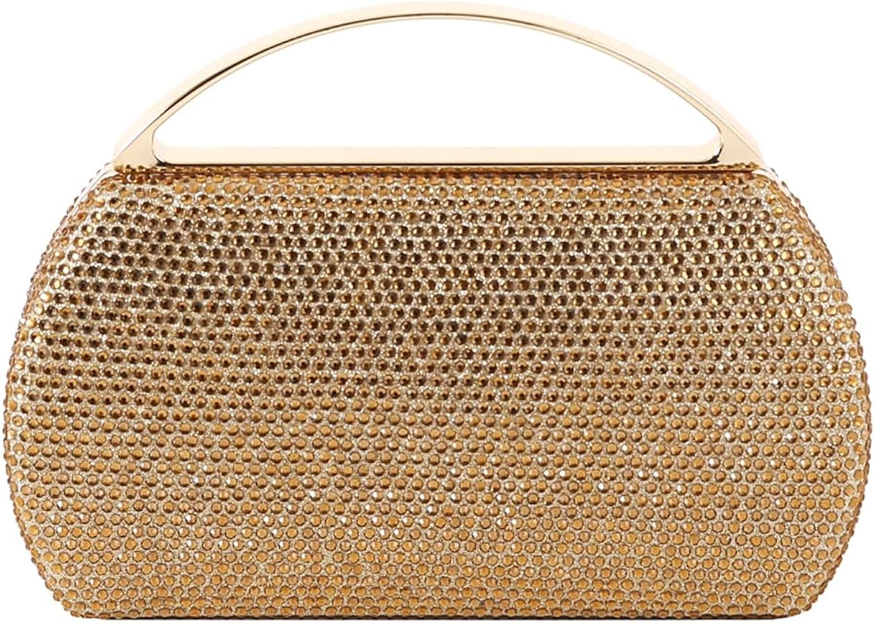 Women's Fashion Top Handle Rhinestone Beaded Evening Bag Clutch Handbag | Amazon (US)