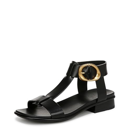 Naturalizer Womens Brandy Flat Sandal Black Leather 10.5 M | Amazon (US)