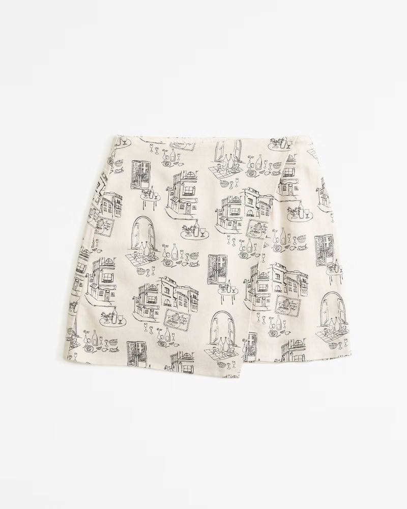 The A&F Scarlett Linen-Blend Wrap Mini Skort | Abercrombie & Fitch (US)